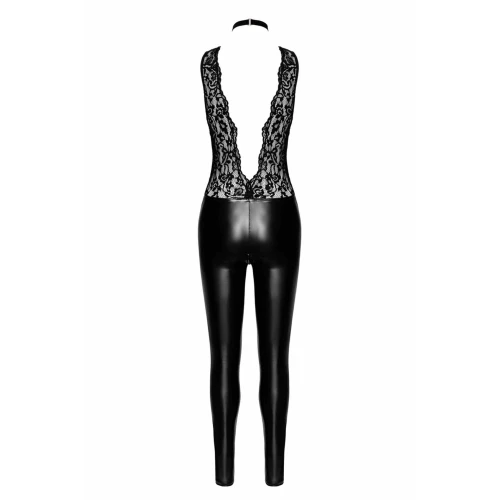 Комбінезон Noir Handmade F298 Libido Deep-V catsuit with collar and pearl chain - M