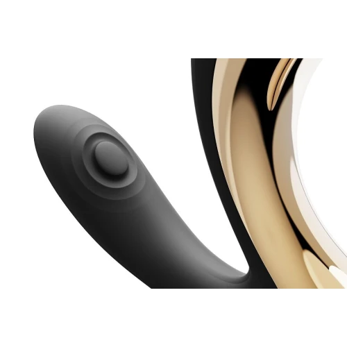 На фото зображено чорний вібратор для точки G з підігрівом та пульсацією Zalo Talis G-Spot Black для жінок на білому тлі.