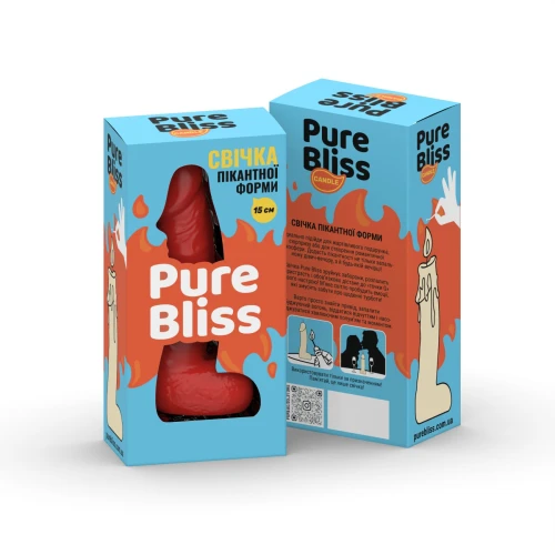 На фото изображена красная свеча в виде члена 15 см Pure Bliss MINI Red унисекс на белом фоне.