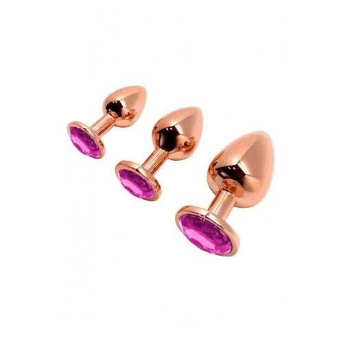 Анальная пробка Wooomy Tralalo Rose Gold Metal Plug MAGENTA M (испорчена упаковка)