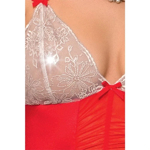 LORAINE BODY red XXL/XXXL - Эротическое боди с полупрозрачными элементами