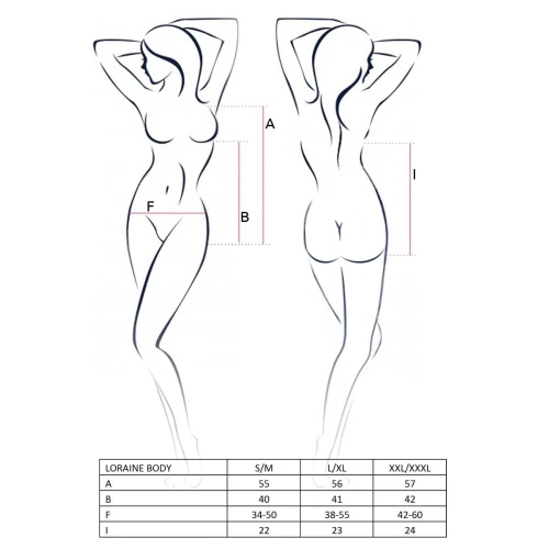 LORAINE BODY red XXL/XXXL - Эротическое боди с полупрозрачными элементами