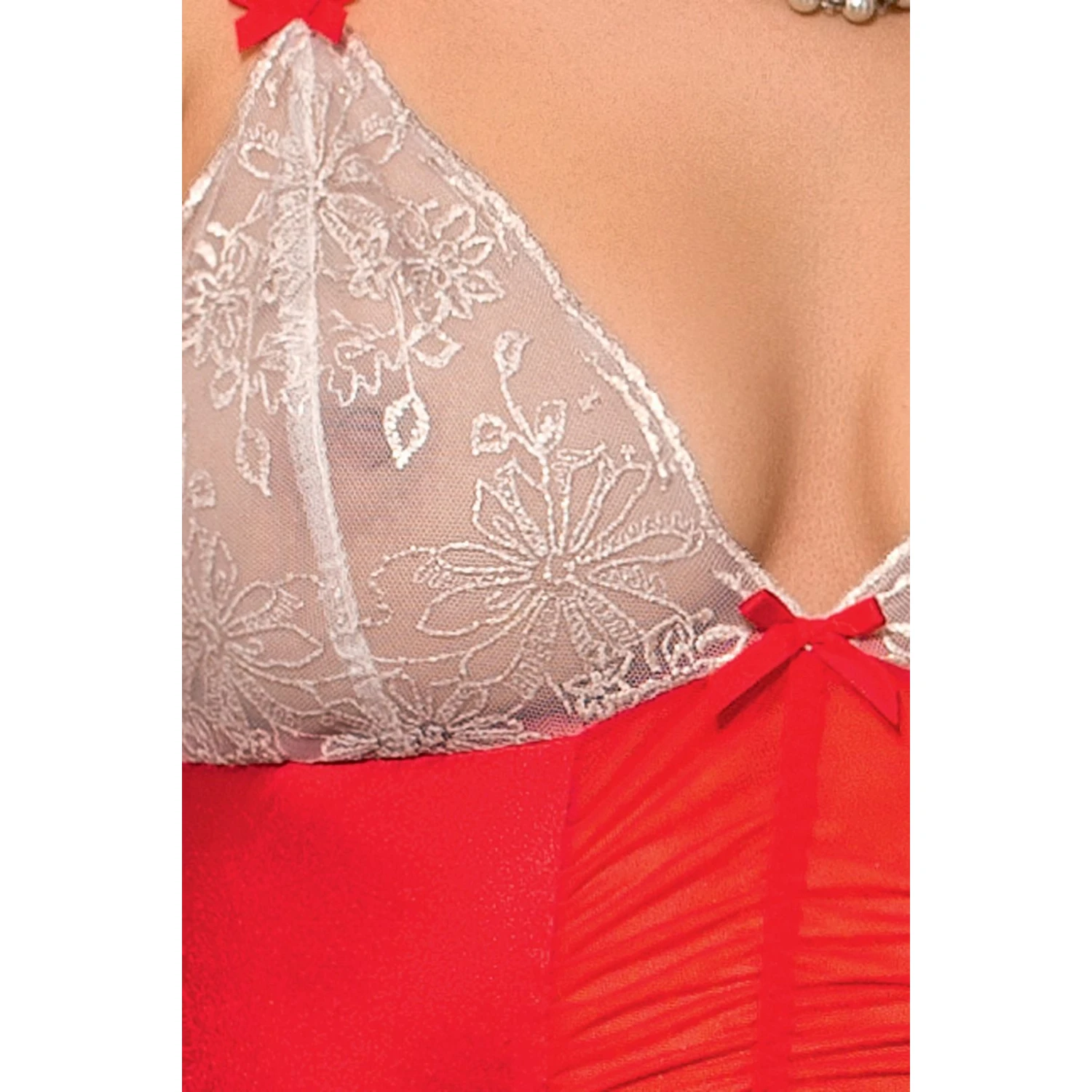 LORAINE BODY red XXL/XXXL - Эротическое боди с полупрозрачными элементами