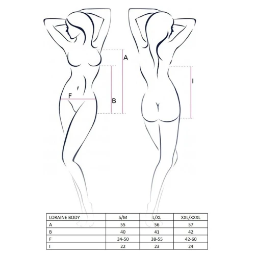 LORAINE BODY red XXL/XXXL - Эротическое боди с полупрозрачными элементами