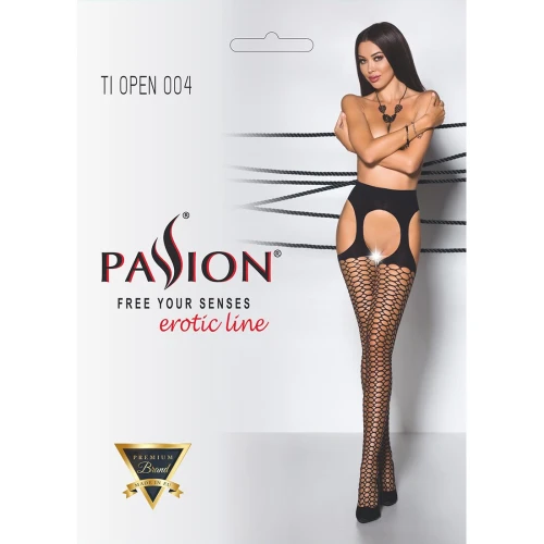 Passion TIOPEN 004 nero 1/2 (fishnet 40 den) - Эротические колготки