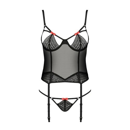 PERDITA CORSET black L/XL - Эротический корсет с пажами