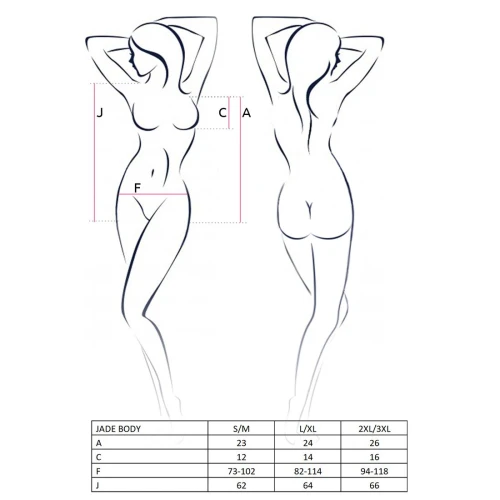 JADE BODY black L/XL - Эротическое боди с элементами стреп 