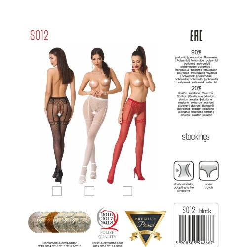 Passion S012 black - Эротические колготки-бодистокинг 