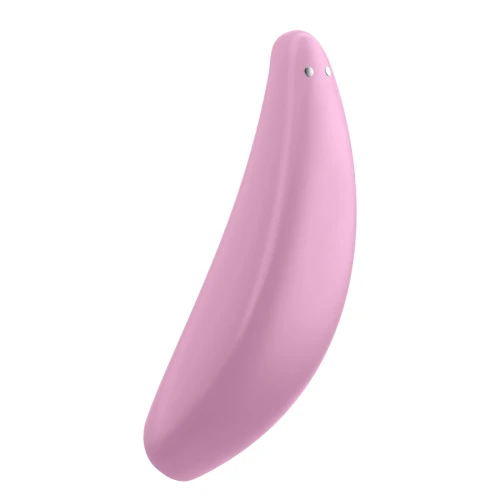 На фото зображено рожевий вакуумний стимулятор Satisfyer Curvy 3+ для жінок на білому тлі.