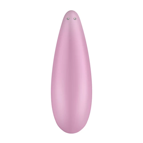 На фото зображено рожевий вакуумний стимулятор Satisfyer Curvy 3+ для жінок на білому тлі.