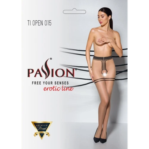 Passion TIOPEN 015 beige 3/4 (20 den) - Телесные колготки с двойной резинкой