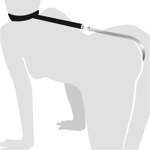 На фото зображено чорний анальний гачок з нашийником з натуральної шкіри Art of Sex - Anal hook унісекс на білому тлі