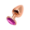 Wooomy Tralalo Rose Gold Metal Plug MAGENTA L - Пробка для анала с розовым камнем