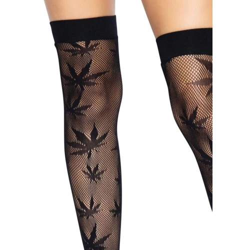 Leg Avenue 420 Net thigh highs Black - Панчохи