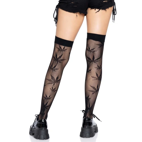 Leg Avenue 420 Net thigh highs Black - Панчохи