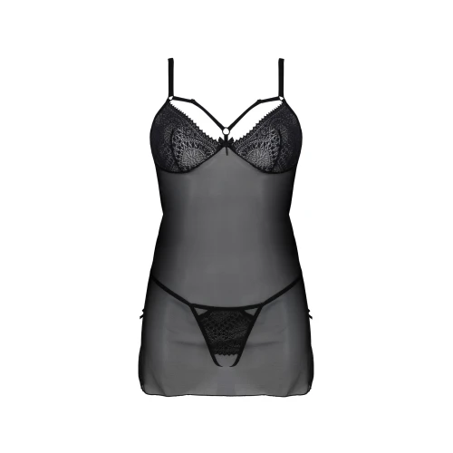 Пеньюар Passion DROSERA CHEMISE black L/XL - ECO Passion