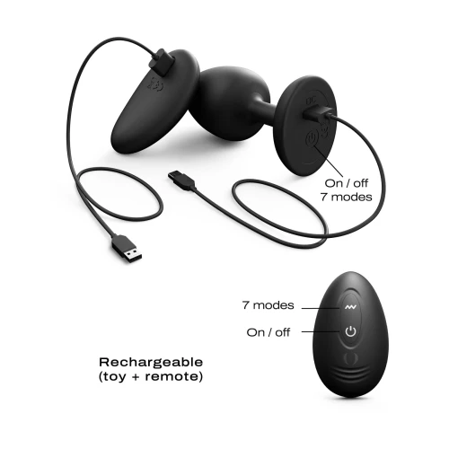 На фото зображено чорну анальну вібропробку Dorcel GEISHA PLUG INFINITE L унісекс на світлому тлі