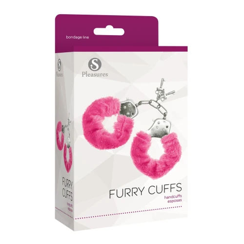 Наручники S Pleasures Furry Cuffs Pink (мятая упаковка!!!)