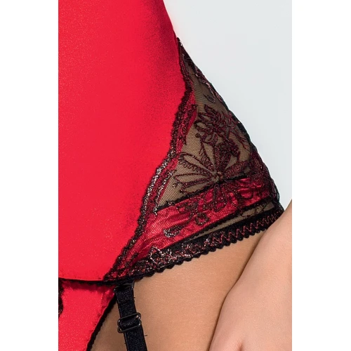 BRIDA CORSET red L/XL - Эротический корсет с пажами