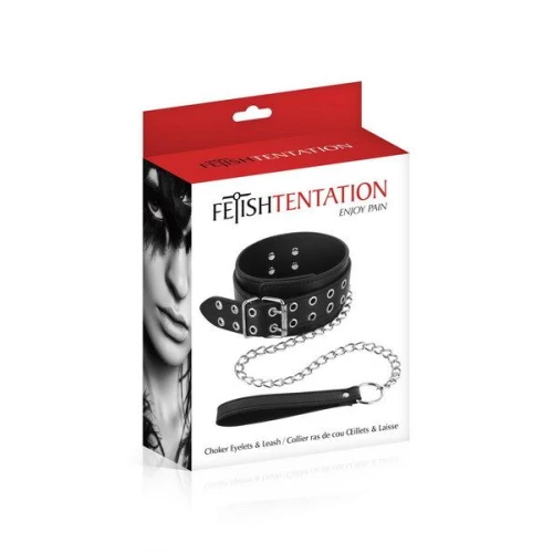 Ошейник с поводком Fetish Tentation Eyalets and Leash (мятая упаковка)