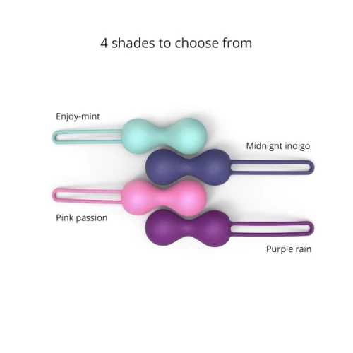 На фото зображено різнокольорові вагінальні кульки Кегеля Love To Love JOIA на білому тлі.