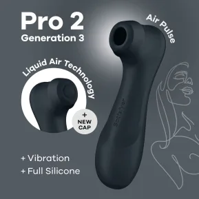 Satisfyer Pro 2 Generation 3 - Вакуумний вібратор на подарунок жінці (Темно-сірий)