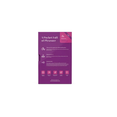 На фото зображено фіолетовий безконтактний вібратор Womanizer Starlet 3 VIOLET в коробці для жінок на білому тлі.