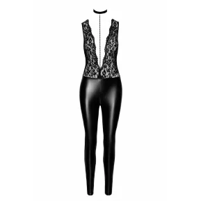 Libido Deep-V catsuit with collar and pearl 