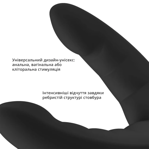 На фото изображен черный силиконовый двойной фаллоимитатор Fun Factory RYDE унисекс на белом фоне.