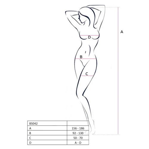 Бодистокинг Passion BS042 white, комбинезон, длинный рукав, закрытое плечо