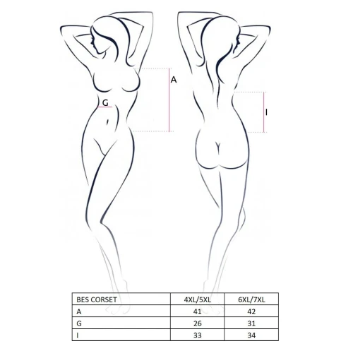 Корсет под латекс с пажами BES CORSET black 6XL/7XL - Passion, стринги, шнуровка