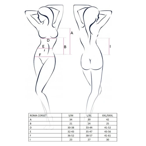 ROMA CORSET black L/XL - Эротический корсет с пажами