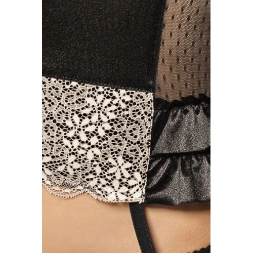 ROMA CORSET black L/XL - Эротический корсет с пажами