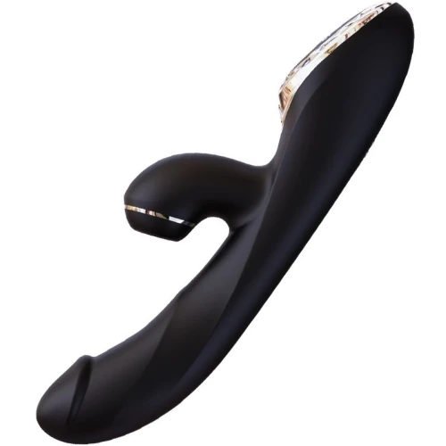 KisToy A—King Pro Black — Вакуумний вібратор—кролик з підігрівом і LED екраном