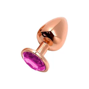 Wooomy Tralalo Rose Gold Metal Plug MAGENTA M - Пробка для анала с розовым камнем