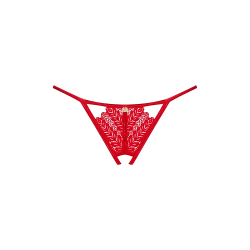 Obsessive Ingridia thong XS/S - Червоні трусики з відкритим доступом