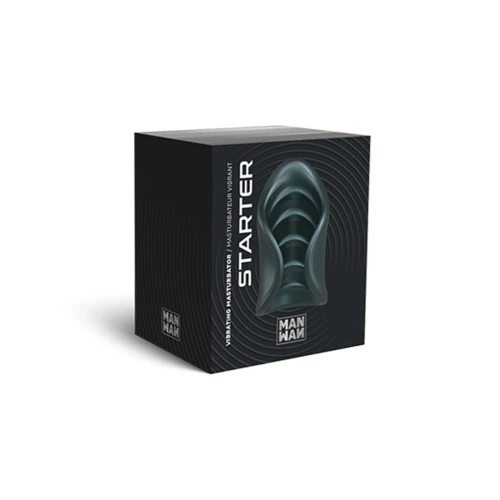 На фото изображен черный мастурбатор Manwan STARTER для пар на светлом фоне