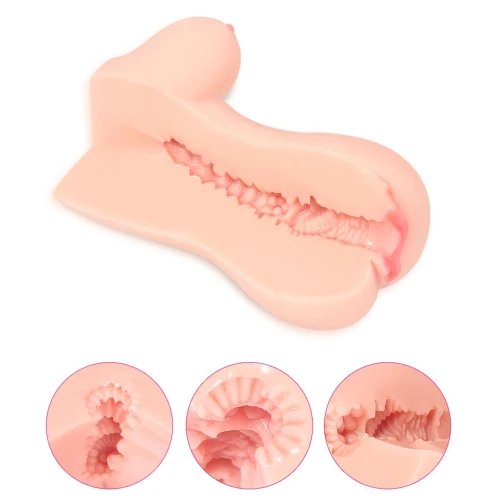 На фото зображено вузький мастурбатор-вагіна з грудьми Kokos Clara Onahole для чоловіків на білому тлі.