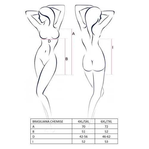 BRASILIANA CHEMISE black 4XL/5XL - Приталенная сорочка с чашечками