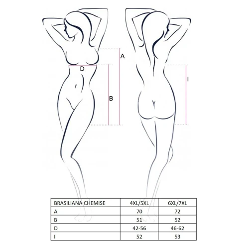 BRASILIANA CHEMISE black 4XL/5XL - Приталенная сорочка с чашечками