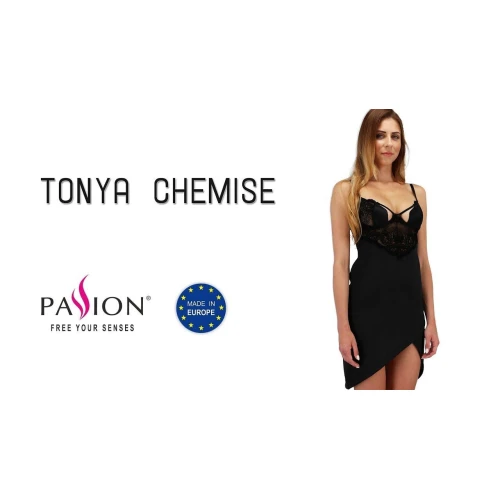 TONYA CHEMISE black S/M - Приталена сорочка
