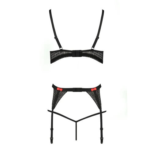PERDITA SET black L/XL - Комплект белья с кружевом и бантиками
