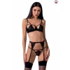 PERDITA SET black L/XL - Комплект белья с кружевом и бантиками