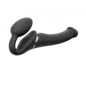 Strap-On-Me Vibrating Black M - Двойной страпон с тремя моторами и пультом управления