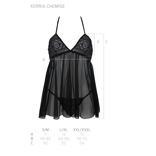 Пеньюар Passion KERRIA CHEMISE black L/XL - ECO Passion