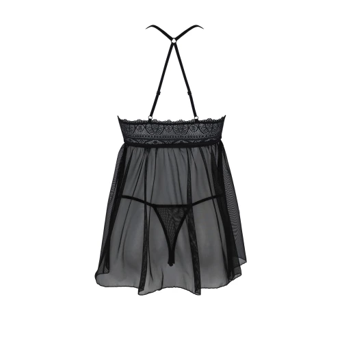 Пеньюар Passion KERRIA CHEMISE black L/XL - ECO Passion