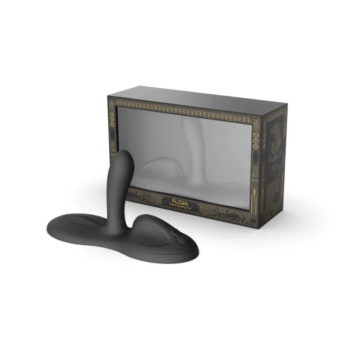 На фото изображен черный вибратор для позы сверху Zalo Flora Obsidian Black для женщин на белом фоне.