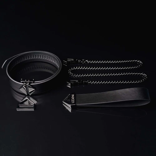 На фото изображен черный поводок LOCKINK Tied Collar with Leash Set - Black унисекс на черном фоне