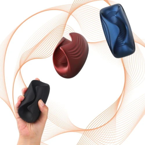 На фото зображено червоний мастурбатор із осциляцією Manwan SUB.ONE Velvet Red для чоловіків на білому тлі.