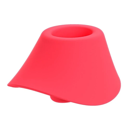 На фото изображен светло-красный вакуумный стимулятор Womanizer Blend Vibrant Rose для женщин на белом фоне.